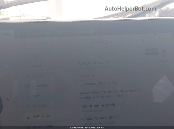 7SAYGDEDXRF113389 2024 TESLA MODEL Y White Rear seats view