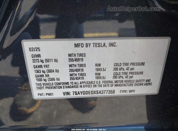 7SAYGDEDXSA377358 2025 TESLA MODEL Y Gray Widok komory silnika