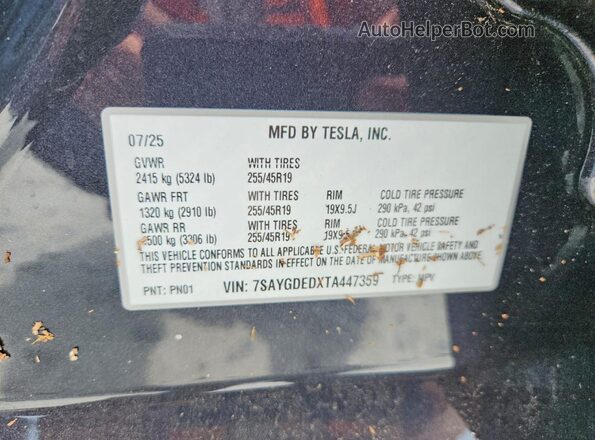 7SAYGDEDXTA447359 2026 TESLA MODEL Gray Շարժիչի բաժամունքի տեսք