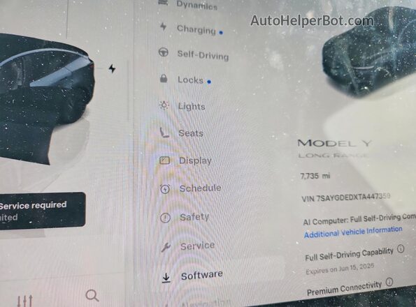 7SAYGDEDXTA447359 2026 TESLA MODEL Gray Սարքավորումների վահանակի տեսք