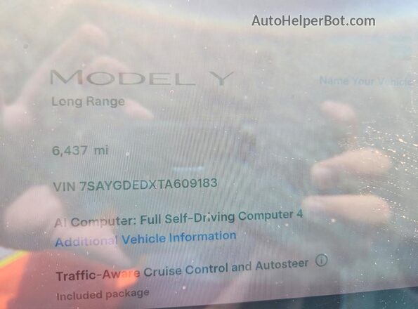 7SAYGDEDXTA609183 2026 TESLA MODEL Black Vista del cuadro de instrumentos