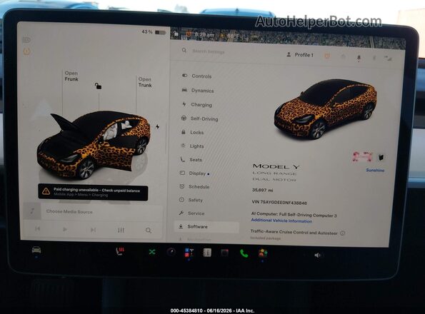 7SAYGDEE0NF438846 2022 TESLA MODEL Y Белый Вид задних сидений