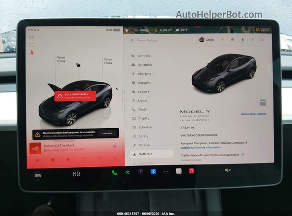 7SAYGDEE0PF604009 2023 TESLA MODEL Y Gray Հետևի նստատեղերի տեսք