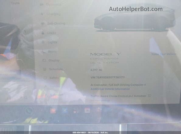 7SAYGDEE0TF363711 2026 TESLA MODEL Y Gray უკანა სავარძლების ხედი