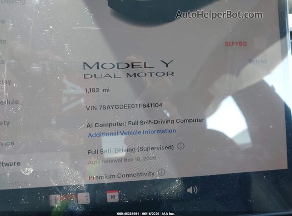 7SAYGDEE0TF641104 2026 TESLA MODEL Y Черный Вид задних сидений