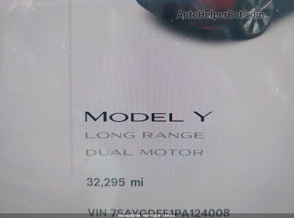 7SAYGDEE1PA124008 2023 TESLA MODEL Y Red 