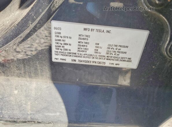 7SAYGDEE1PA136725 2023 TESLA MODEL Charcoal Engine compartment view