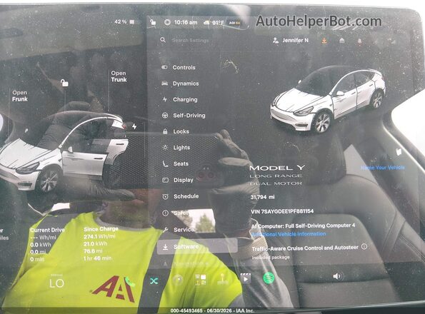 7SAYGDEE1PF881154 2023 TESLA MODEL Y Gray Вид задніх сидінь