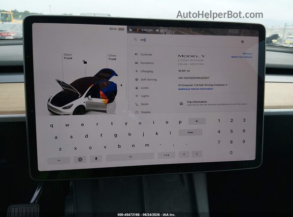 7SAYGDEE1RA222507 2024 TESLA MODEL Y Red Вид спереду