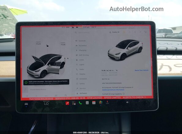 7SAYGDEE1RA293643 2024 TESLA MODEL Y White 