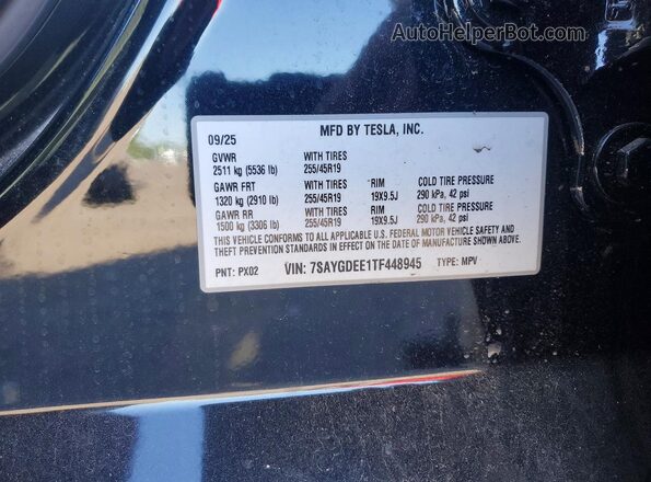 7SAYGDEE1TF448945 2026 TESLA MODEL Черный Вид подкапотного пространства