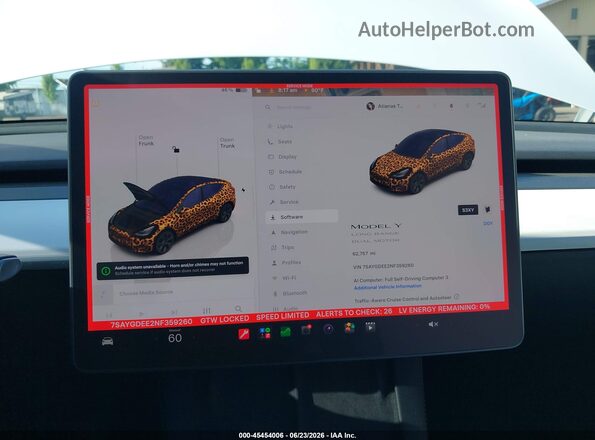 7SAYGDEE2NF359260 2022 TESLA MODEL Y White Հետևի նստատեղերի տեսք