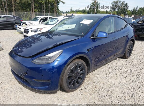 7SAYGDEE2NF558941 2022 TESLA MODEL Y Blue Առջևի ձախ երեք քառորդ տեսարան