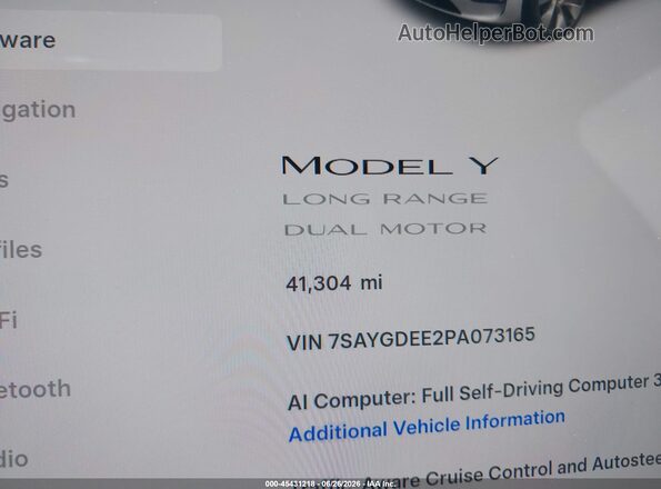 7SAYGDEE2PA073165 2023 TESLA MODEL Y Белый Вид задних сидений