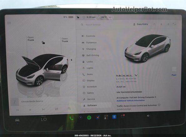 7SAYGDEE2PA095683 2023 TESLA MODEL Y White Widok tylnych siedzeń