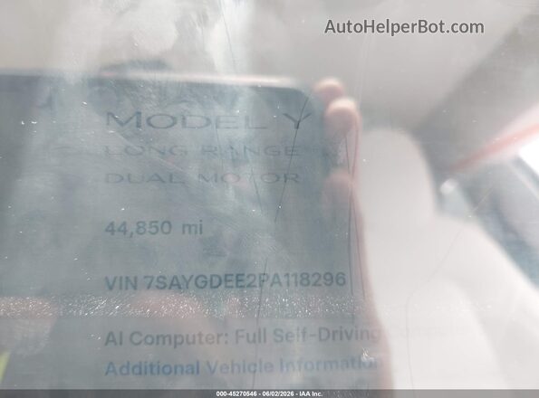 7SAYGDEE2PA118296 2023 TESLA MODEL Y Синий Вид задних сидений