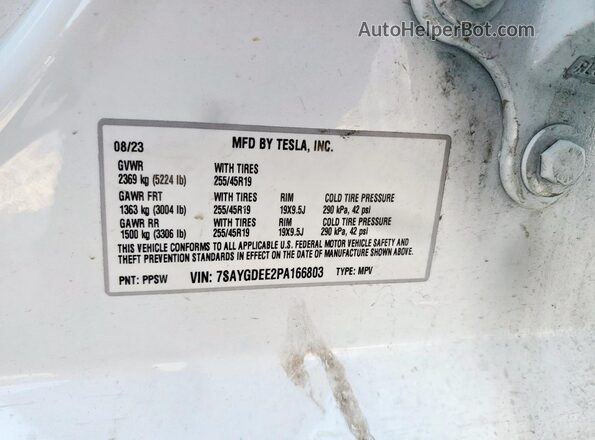 7SAYGDEE2PA166803 2023 TESLA MODEL White 