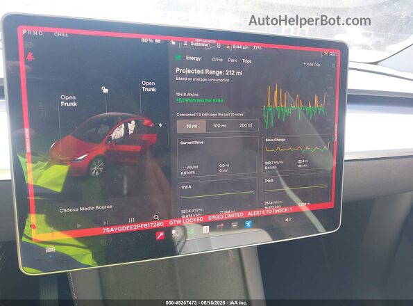 7SAYGDEE2PF617280 2023 TESLA MODEL Y Red უკანა სავარძლების ხედი