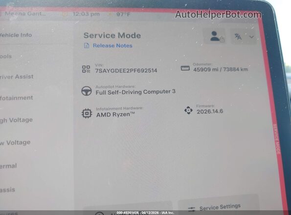 7SAYGDEE2PF692514 2023 TESLA MODEL Y Gray Vista de los asientos traseros