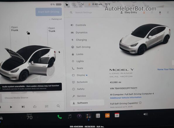 7SAYGDEE2PF792211 2023 TESLA MODEL Y Белый Вид задних сидений