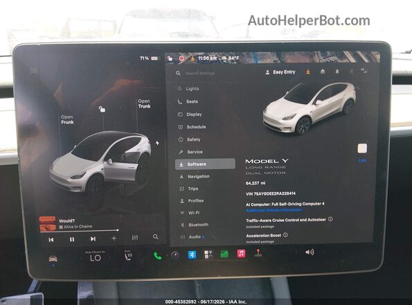 7SAYGDEE2RA228414 2024 TESLA MODEL Y White Rear seats view