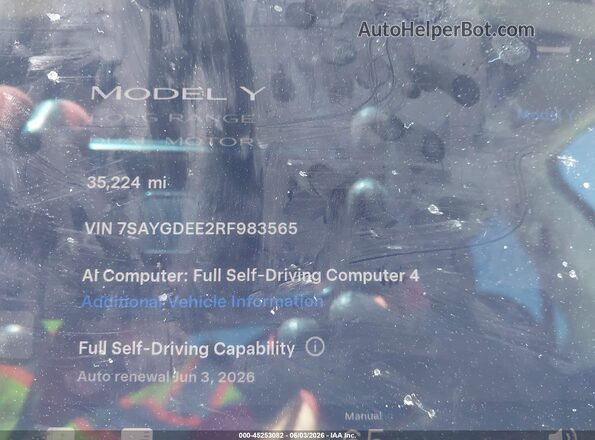 7SAYGDEE2RF983565 2024 TESLA MODEL Y Черный Вид задних сидений