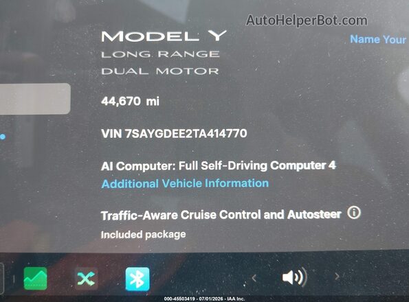 7SAYGDEE2TA414770 2026 TESLA MODEL Y Black Հետևի նստատեղերի տեսք