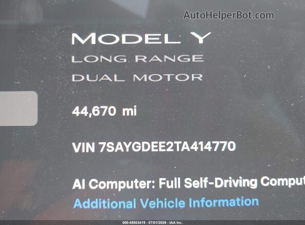 7SAYGDEE2TA414770 2026 TESLA MODEL Y Black 