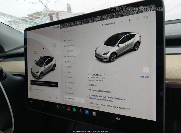 7SAYGDEE3NF346808 2022 TESLA MODEL Y White Вид задніх сидінь