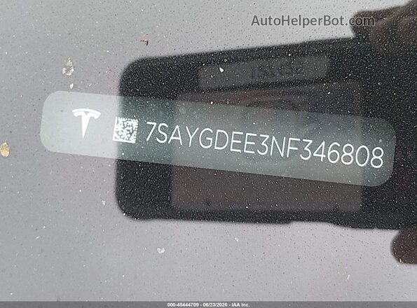 7SAYGDEE3NF346808 2022 TESLA MODEL Y White Вид підкапотного простору