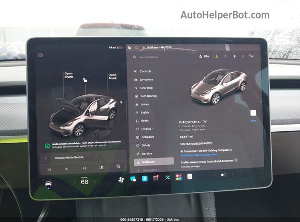 7SAYGDEE3NF401113 2022 TESLA MODEL Y Белый 
