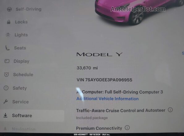 7SAYGDEE3PA096955 2023 TESLA MODEL Y White უკანა სალონის ხედი