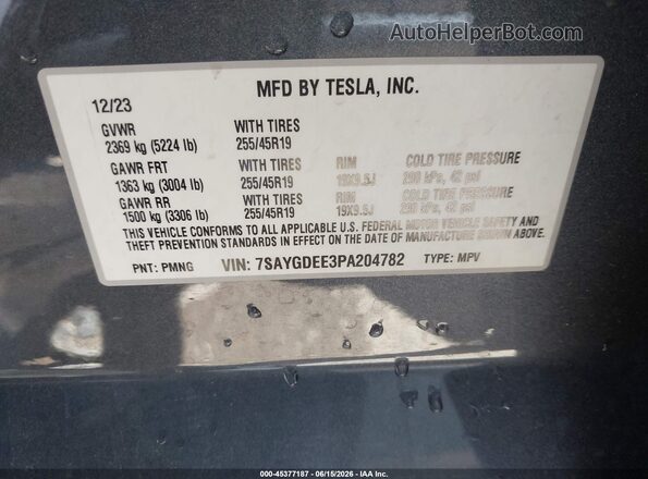 7SAYGDEE3PA204782 2023 TESLA MODEL Y Black Вид підкапотного простору