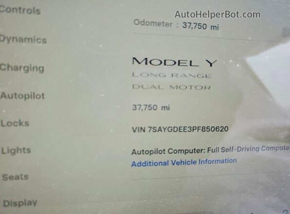 7SAYGDEE3PF850620 2023 TESLA MODEL Gray Instrument cluster view