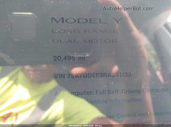 7SAYGDEE3RA251135 2024 TESLA MODEL Y Серый 