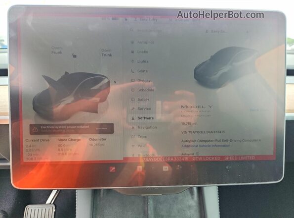 7SAYGDEE3RA333415 2024 TESLA MODEL White Widok zestawu wskaźników