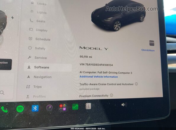 7SAYGDEE4PA106134 2023 TESLA MODEL Y Серый Вид задних сидений