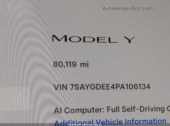 7SAYGDEE4PA106134 2023 TESLA MODEL Y Серый 