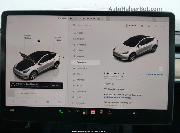 7SAYGDEE4PF808327 2023 TESLA MODEL Y White Rear seats view