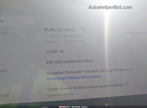 7SAYGDEE4RA274441 2024 TESLA MODEL Y Gray Rear seats view