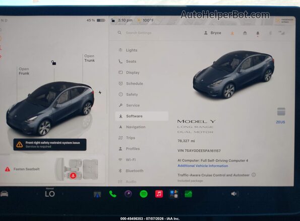 7SAYGDEE5PA161157 2023 TESLA MODEL Y Gray Vista de los asientos traseros