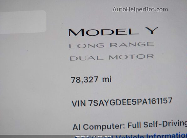 7SAYGDEE5PA161157 2023 TESLA MODEL Y Gray 