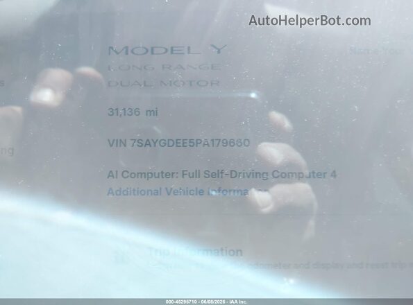 7SAYGDEE5PA179660 2023 TESLA MODEL Y Black უკანა სავარძლების ხედი