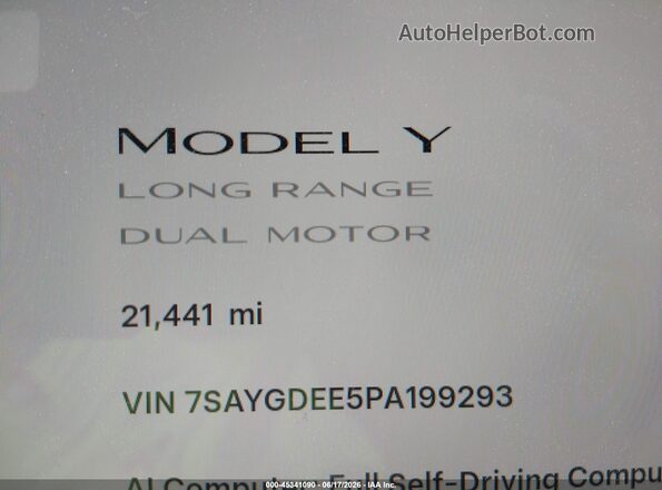 7SAYGDEE5PA199293 2023 TESLA MODEL Y Синий 