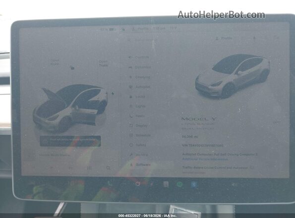 7SAYGDEE5PF607665 2023 TESLA MODEL Y White Հետևի նստատեղերի տեսք