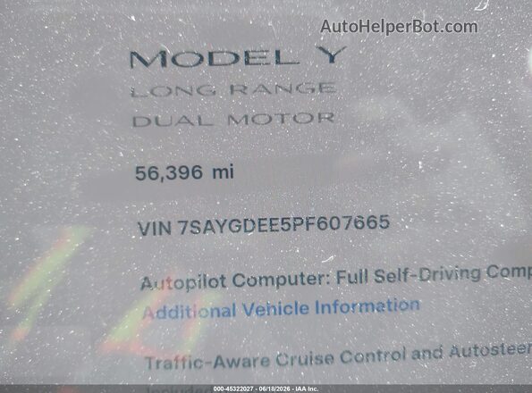 7SAYGDEE5PF607665 2023 TESLA MODEL Y White 
