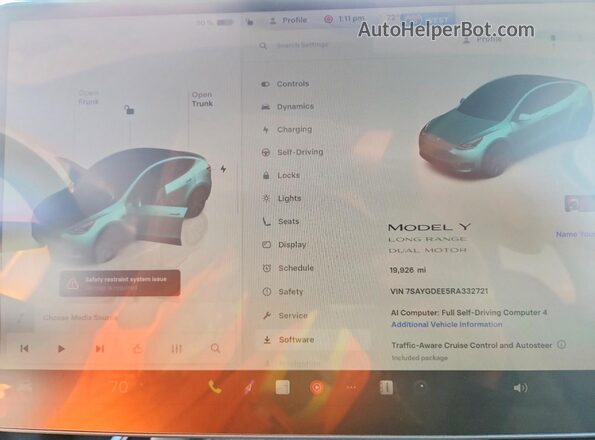 7SAYGDEE5RA332721 2024 TESLA MODEL Белый Вид щитка приборов