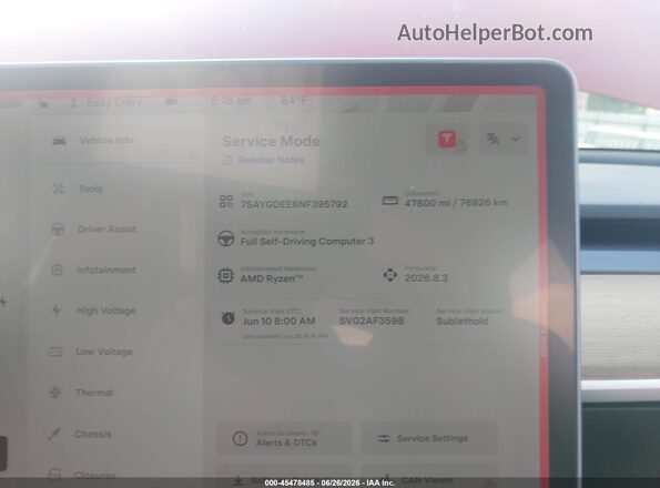 7SAYGDEE6NF395792 2022 TESLA MODEL Y Красный Вид задних сидений