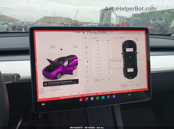 7SAYGDEE6NF532651 2022 TESLA MODEL Y White 