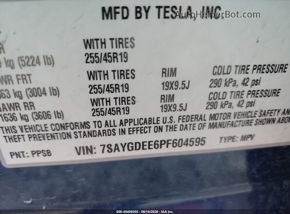 7SAYGDEE6PF604595 2023 TESLA MODEL Y Blue Widok komory silnika